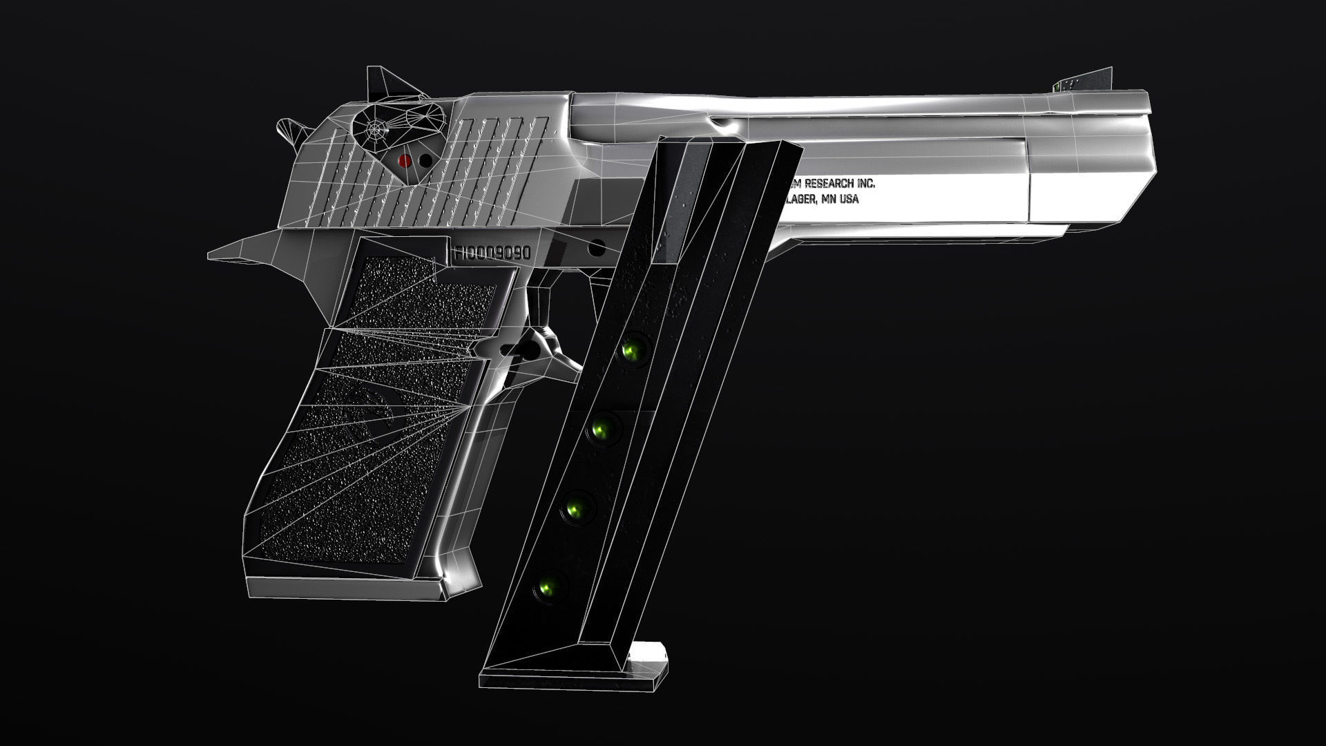 Desert Eagle and Bullet Low-poly 3D model_10
