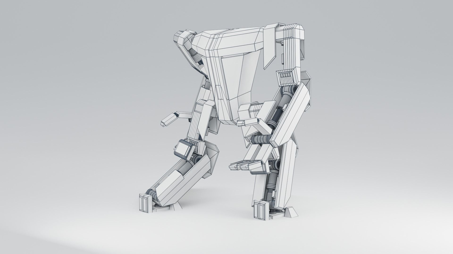 Futuristic Sci-fi Robot Low-poly 3D model_18