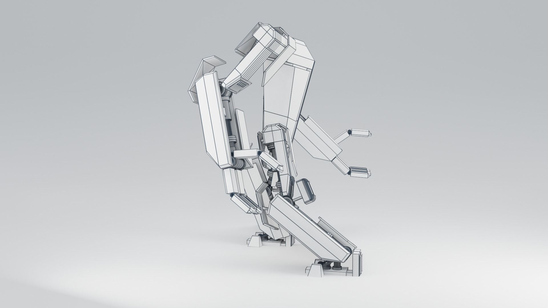 Futuristic Sci-fi Robot Low-poly 3D model_12