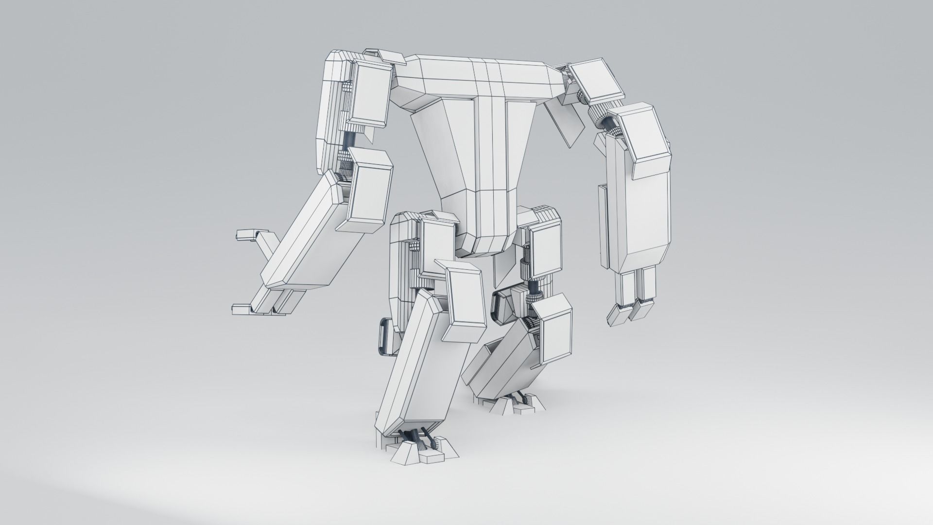 Futuristic Sci-fi Robot Low-poly 3D model_16