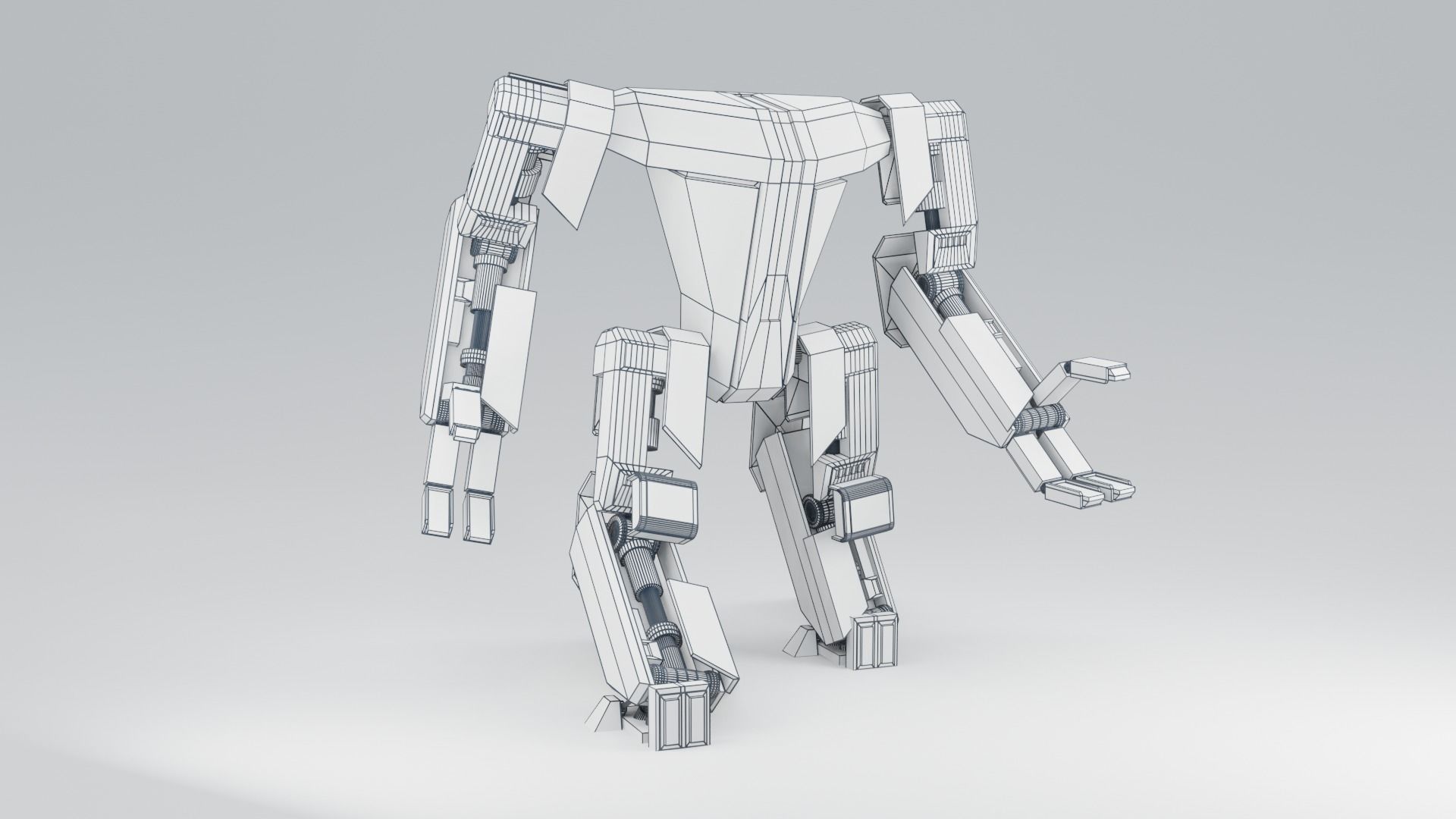 Futuristic Sci-fi Robot Low-poly 3D model_10