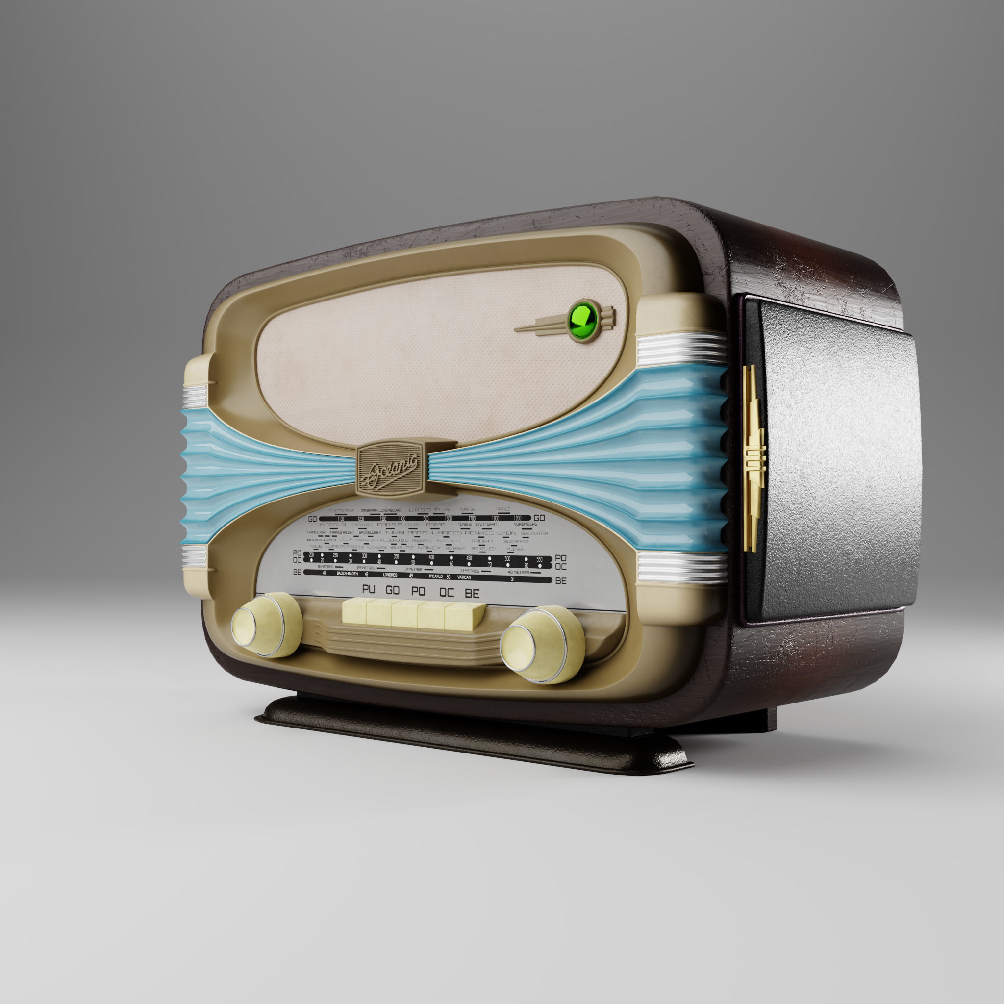 Retro radio Oceanic Surcouf 3D model Low-poly 3D model_3