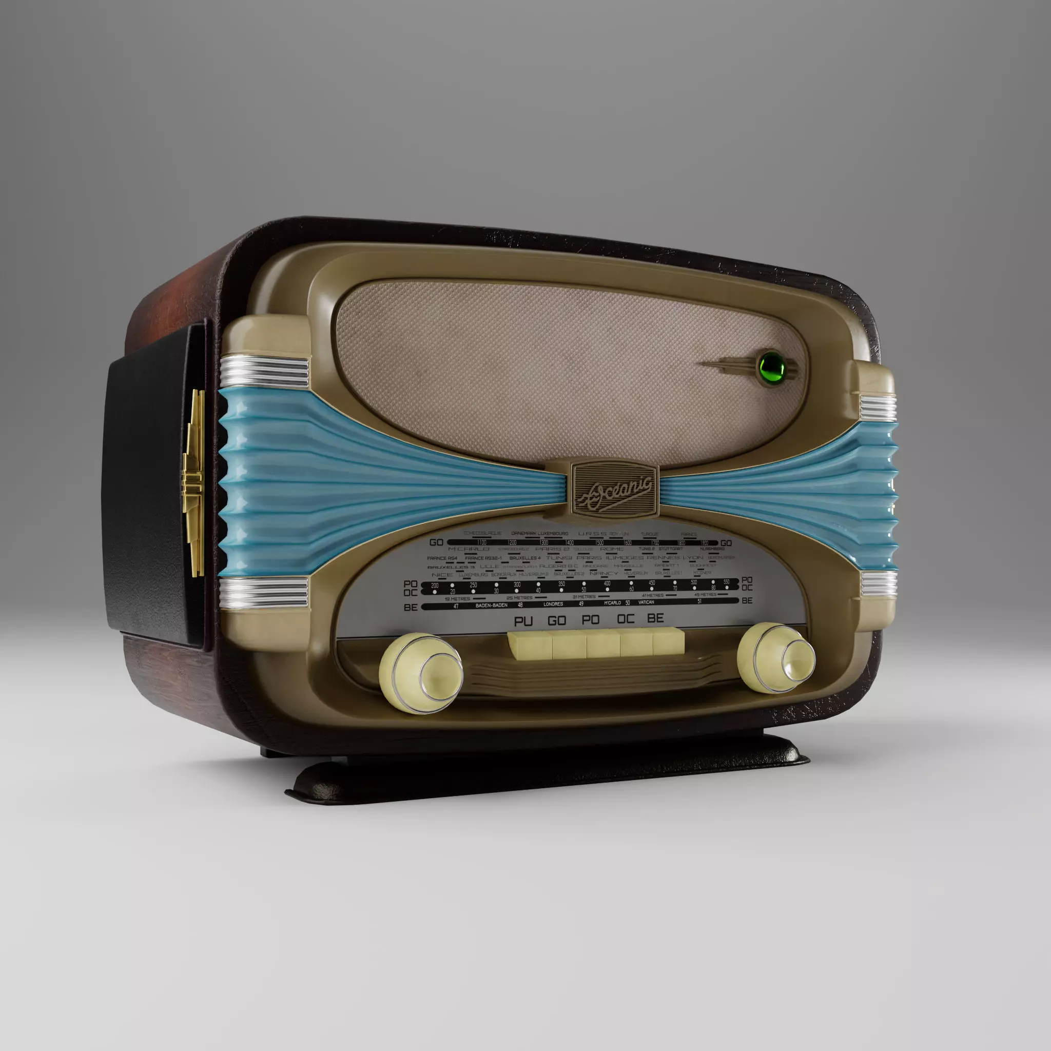 Retro radio Oceanic Surcouf 3D model Low-poly 3D model_0
