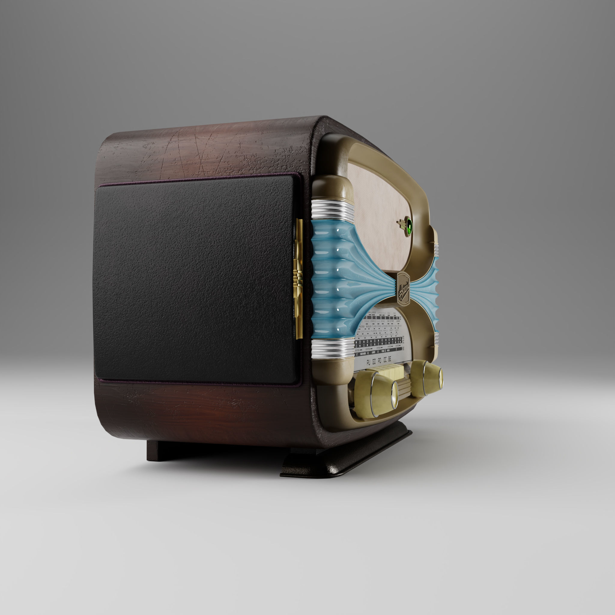 Retro radio Oceanic Surcouf 3D model Low-poly 3D model_2
