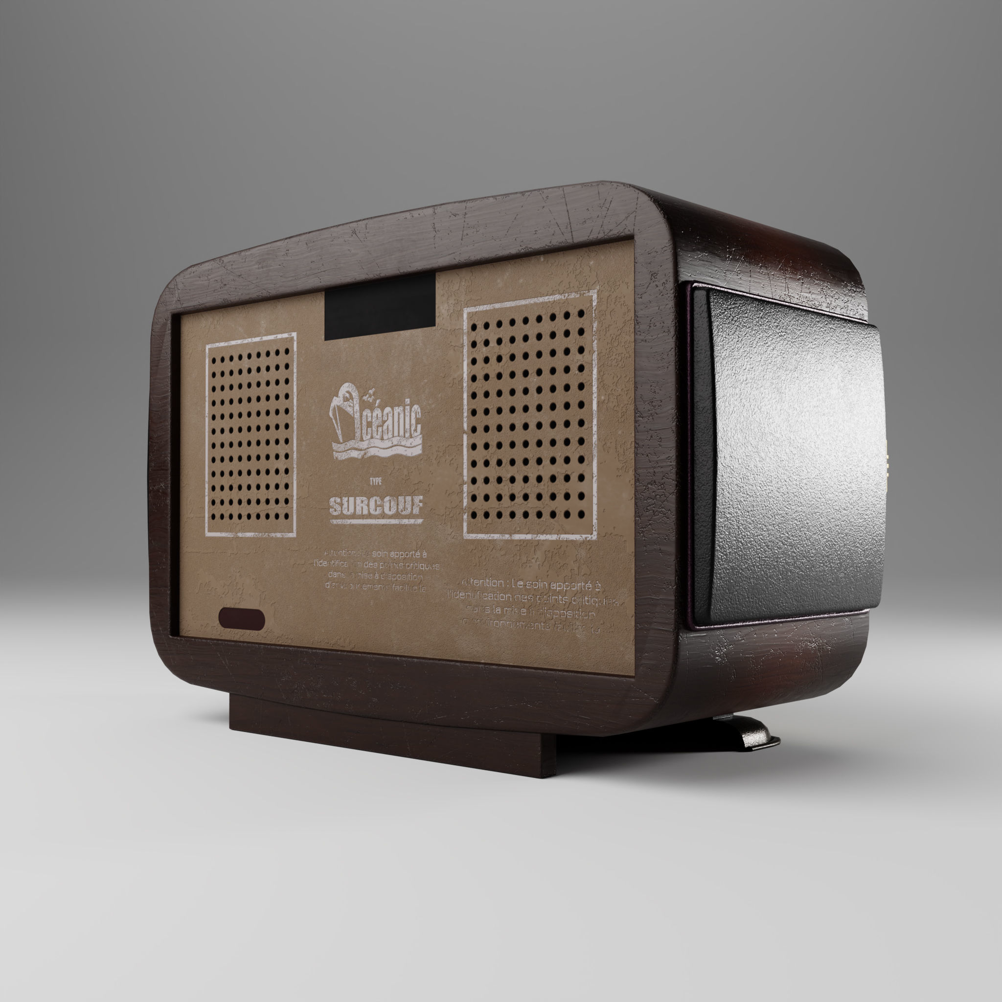 Retro radio Oceanic Surcouf 3D model Low-poly 3D model_5
