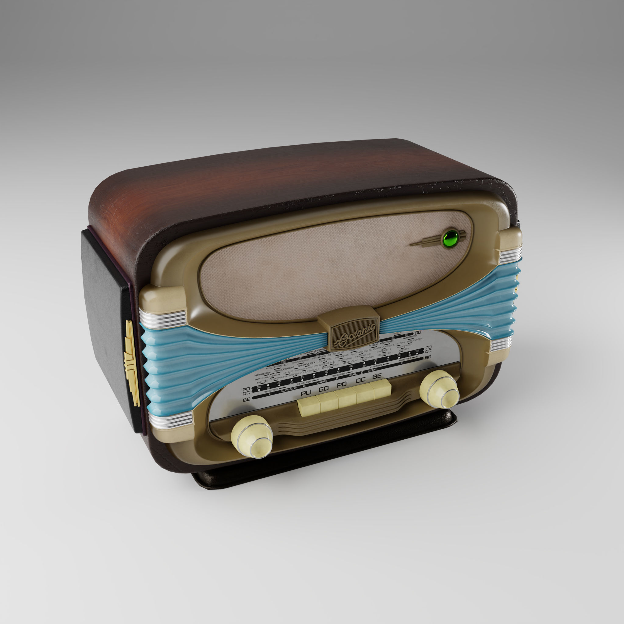 Retro radio Oceanic Surcouf 3D model Low-poly 3D model_4