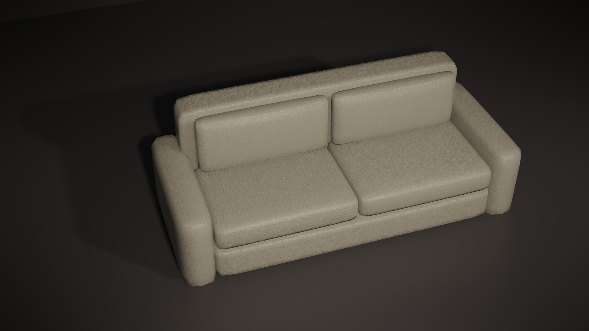 White sofa with leather texture Low-poly 3D model_3