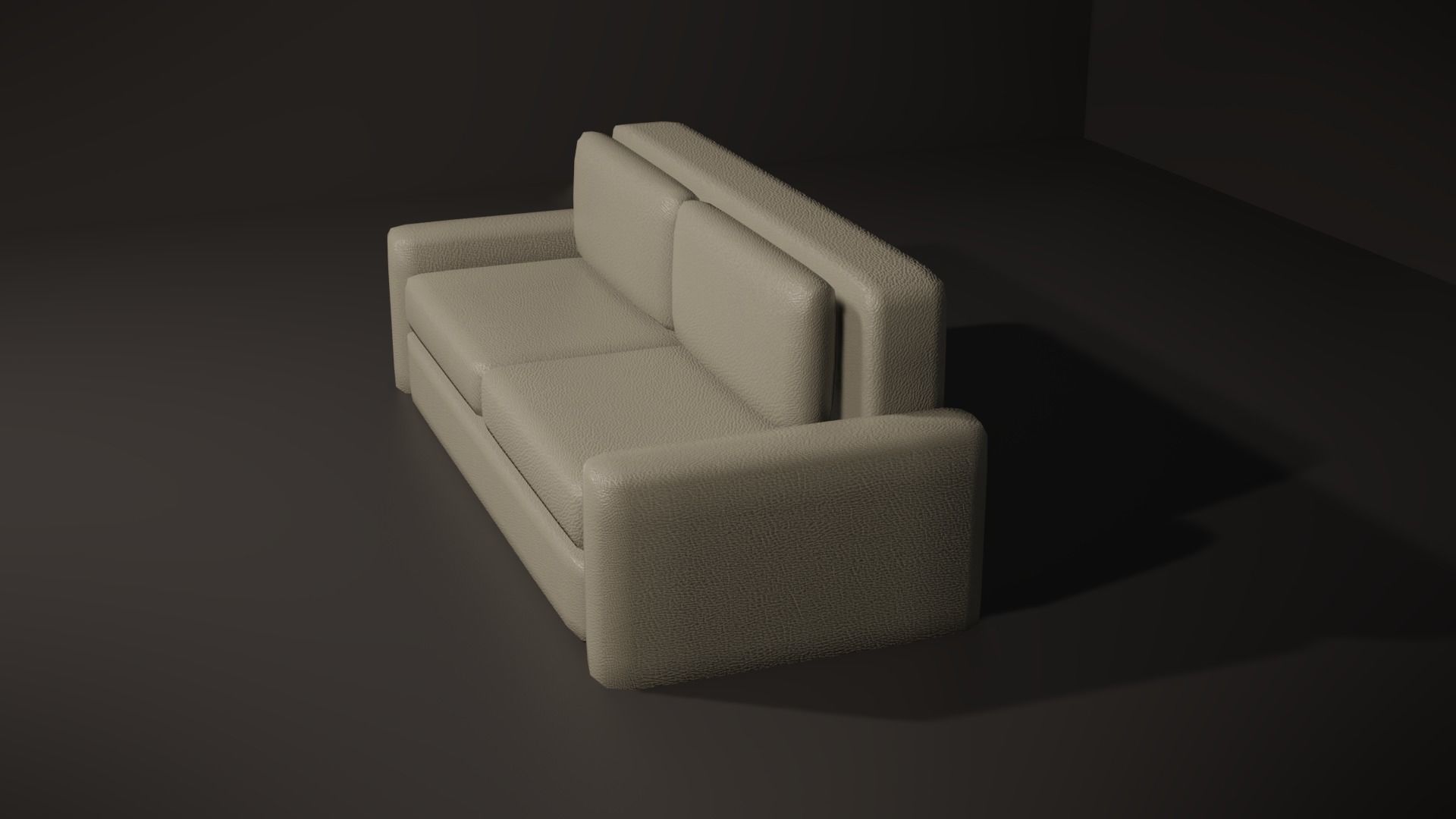 White sofa with leather texture Low-poly 3D model_2