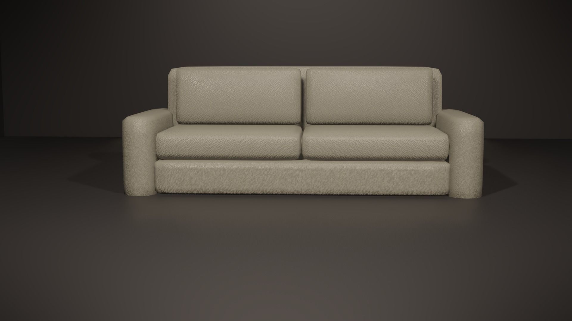 White sofa with leather texture Low-poly 3D model_1
