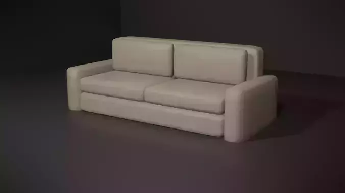 White sofa with leather texture Low-poly 3D model