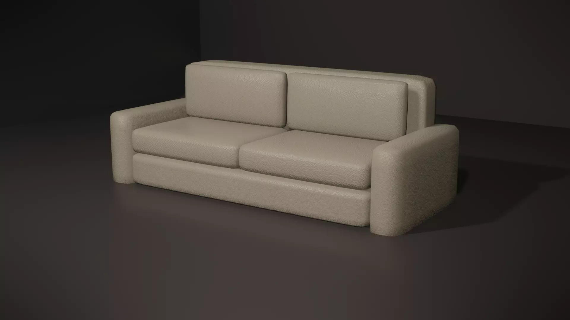 White sofa with leather texture Low-poly 3D model_0