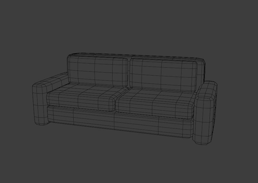 White sofa with leather texture Low-poly 3D model_4