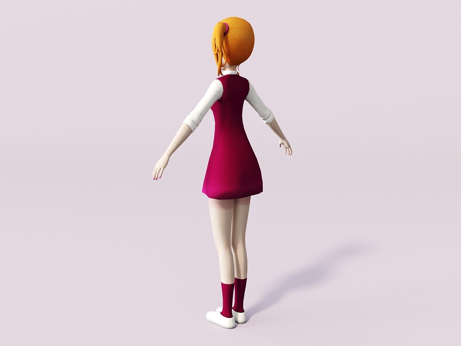 Cartoon girl 3D model_2