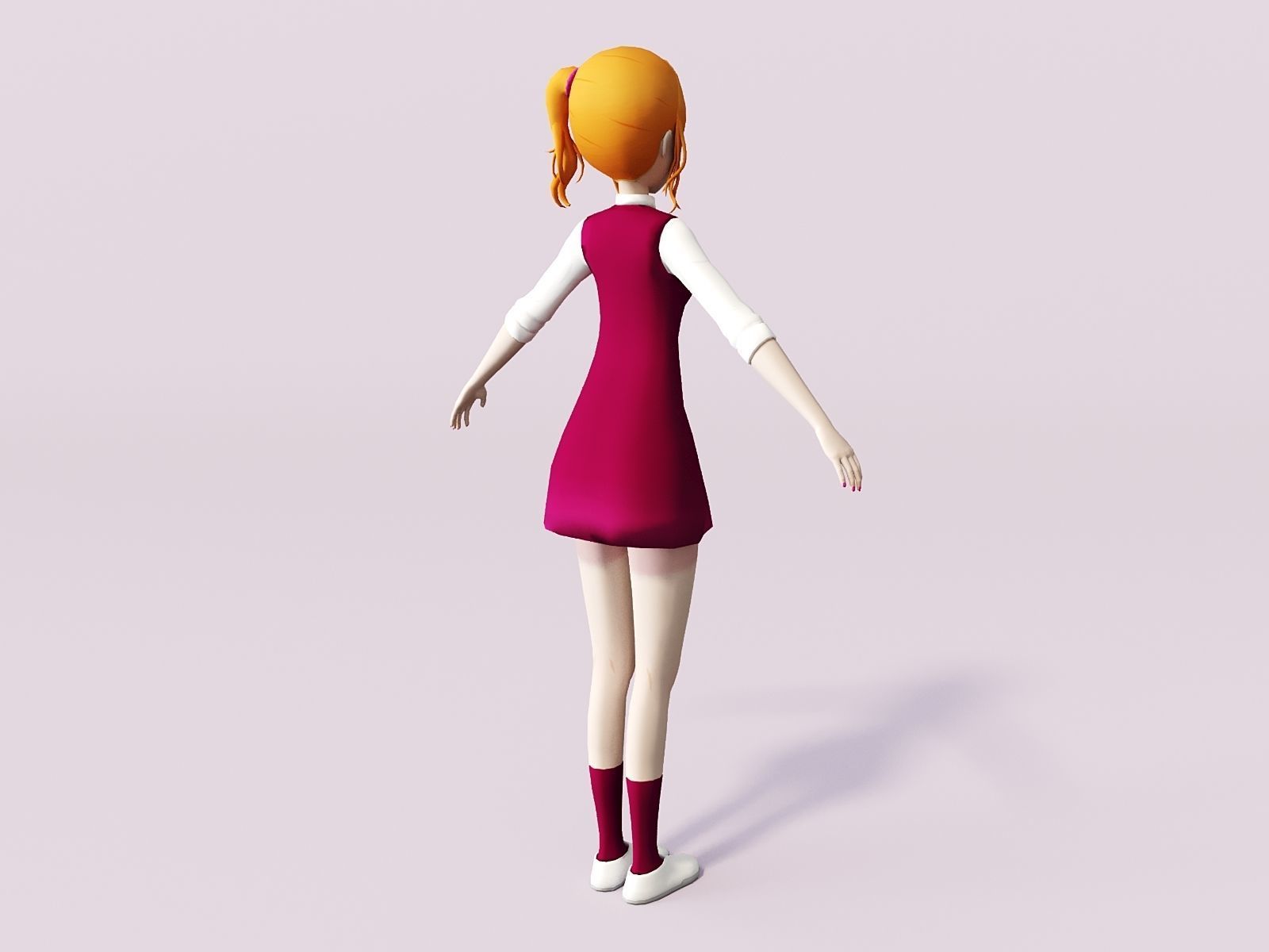 Cartoon girl 3D model_3