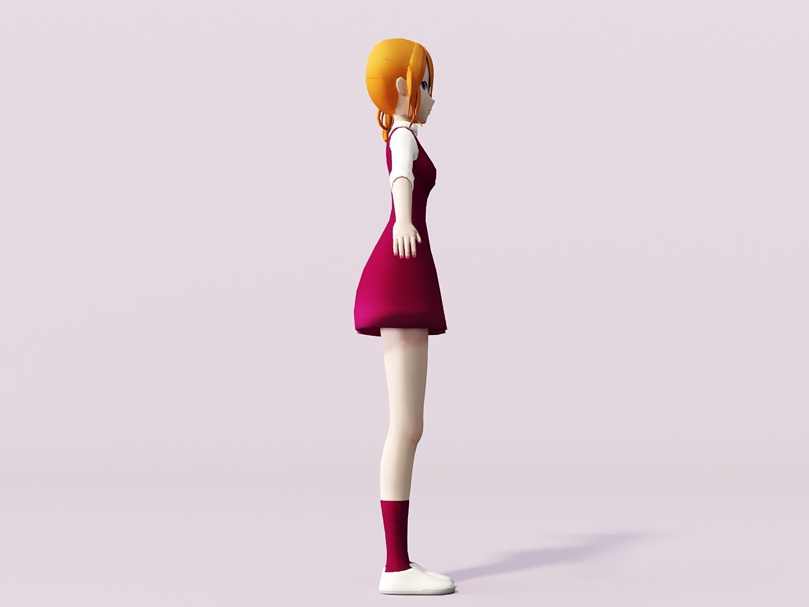 Cartoon girl 3D model_4