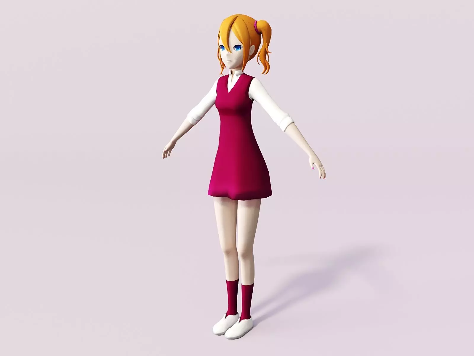 Cartoon girl 3D model_0