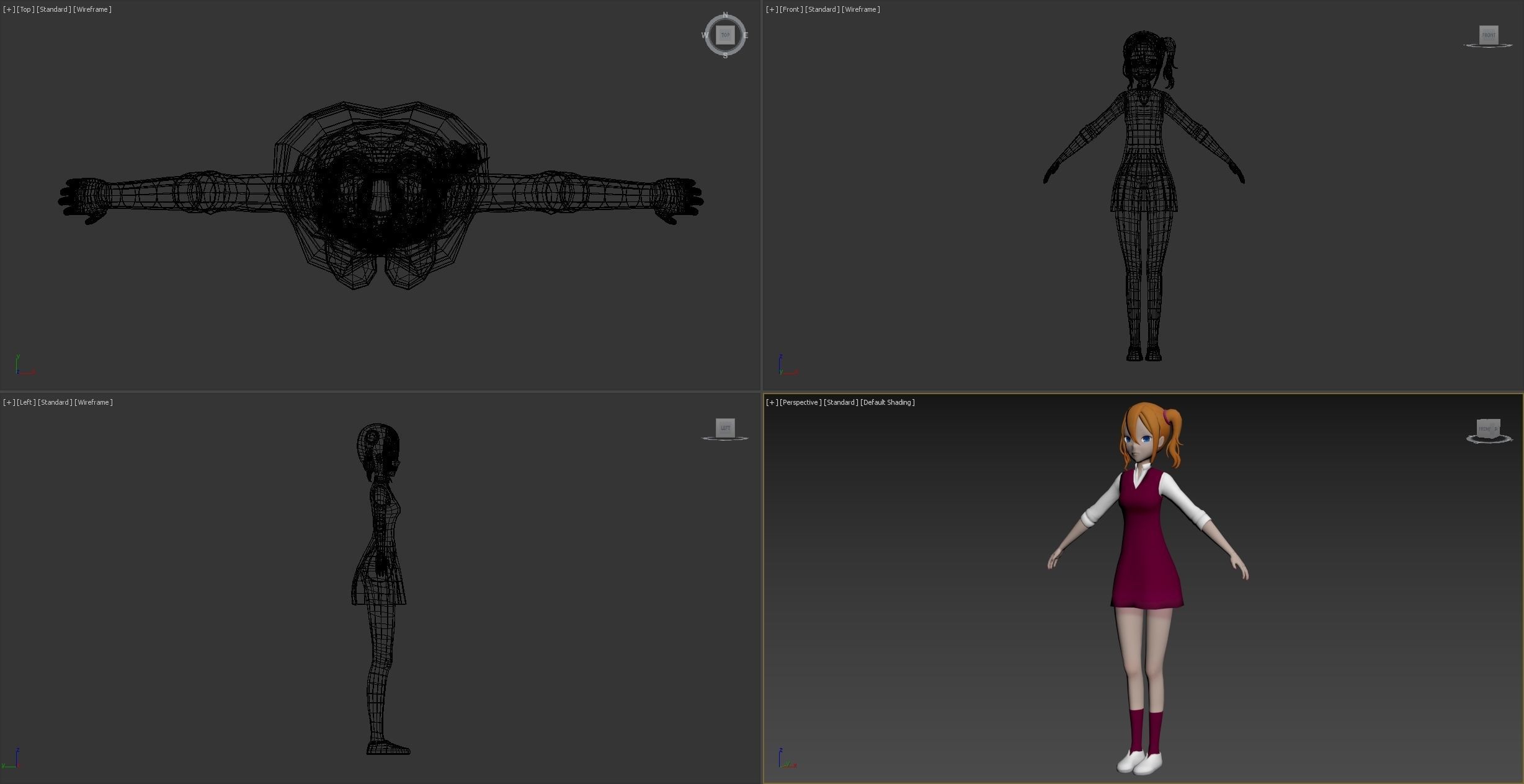 Cartoon girl 3D model_6