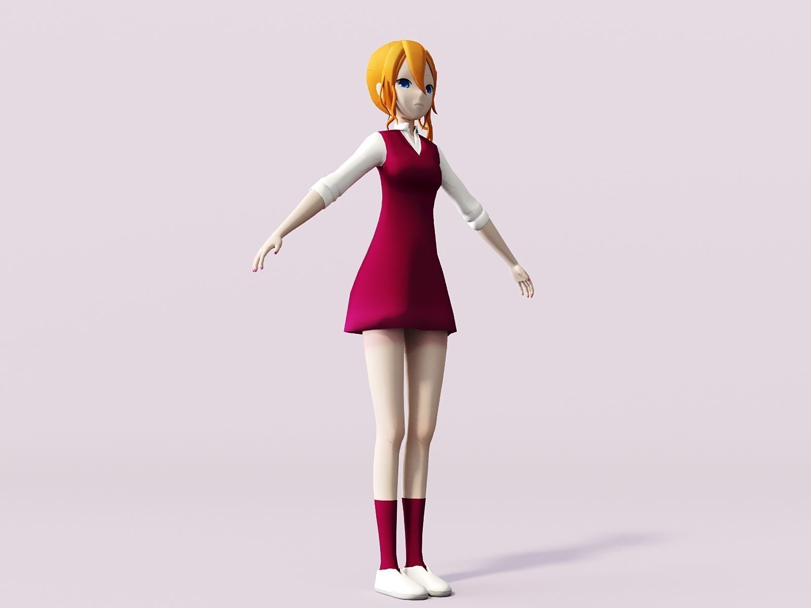 Cartoon girl 3D model_5