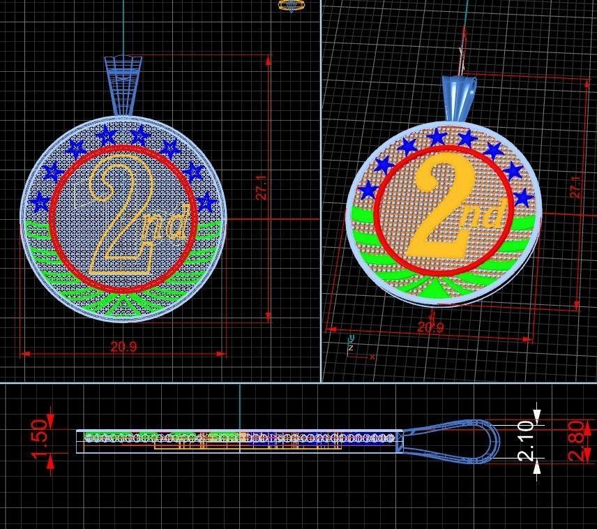medallion 1st  2nd  3rd 3D print model_16
