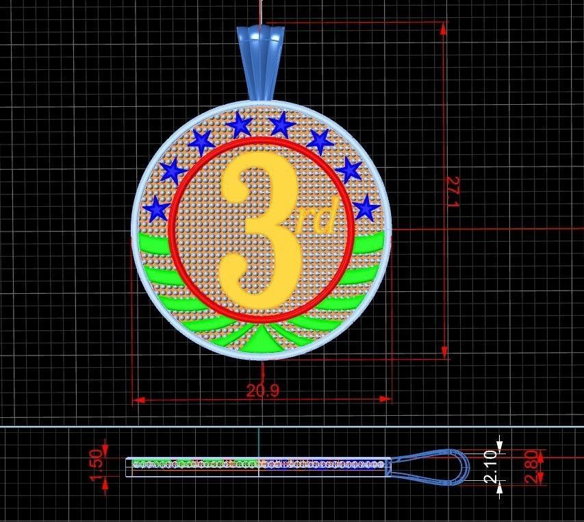 medallion 1st  2nd  3rd 3D print model_21