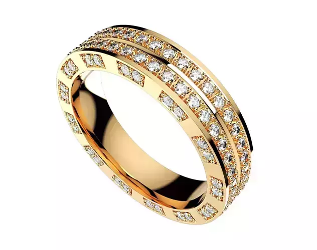 Wedding Ring Set Diamond Ring Jewelry Design-V12VC 3D print model