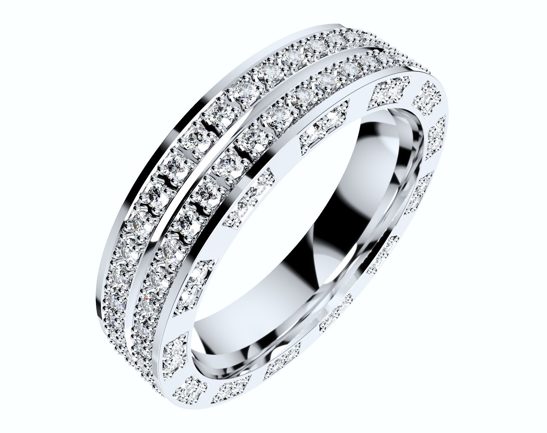 Wedding Ring Set Diamond Ring Jewelry Design-V12VC 3D print model_11