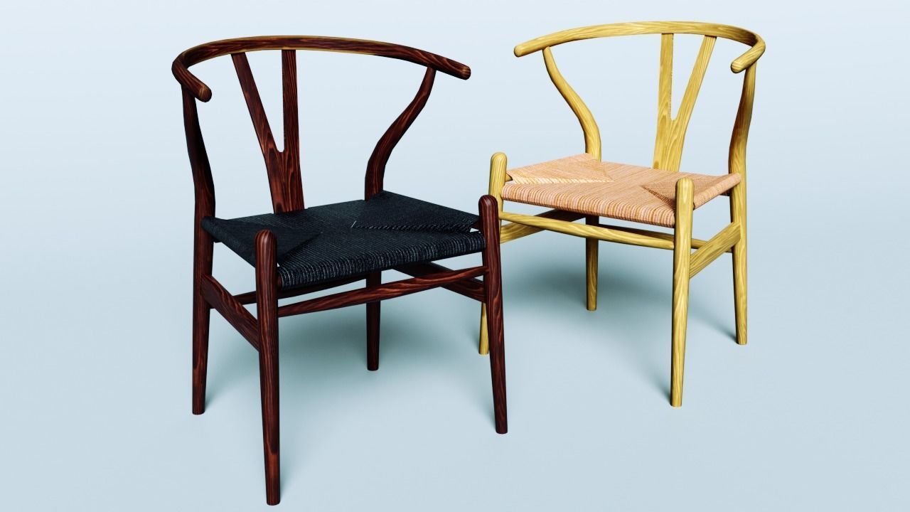 Wishbone chairs Low-poly 3D model Low-poly 3D model_1