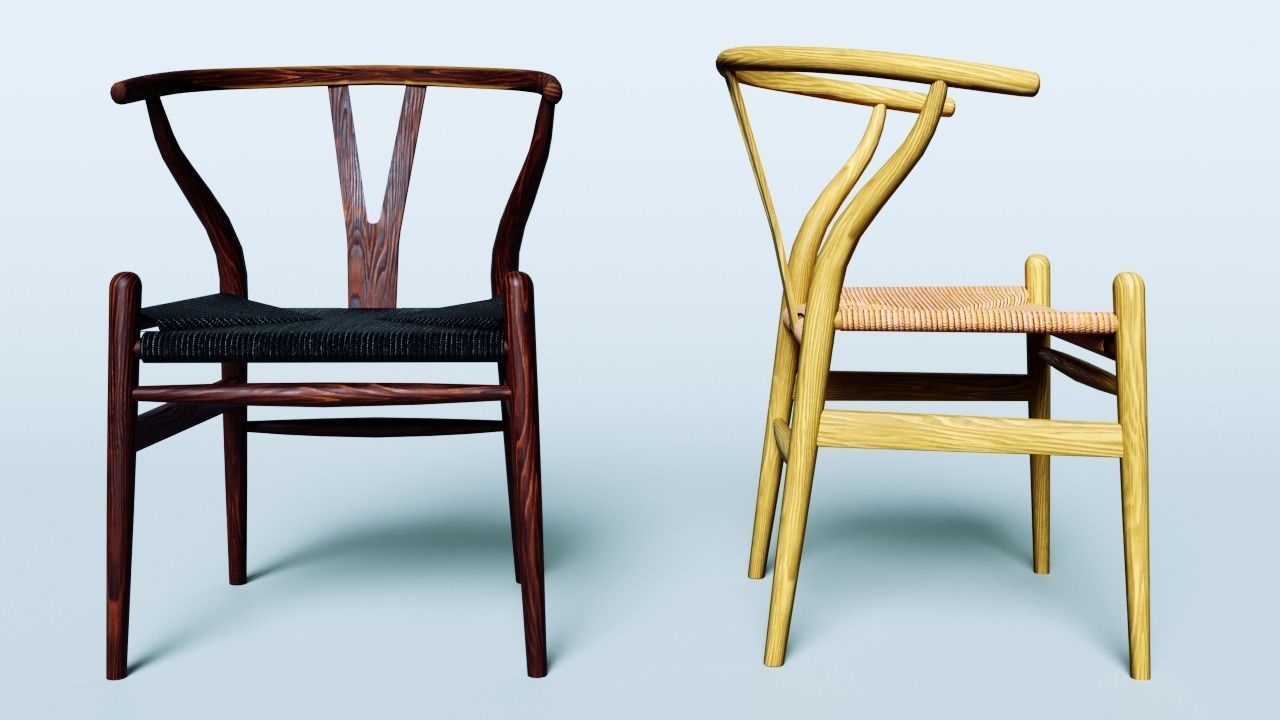 Wishbone chairs Low-poly 3D model Low-poly 3D model_3