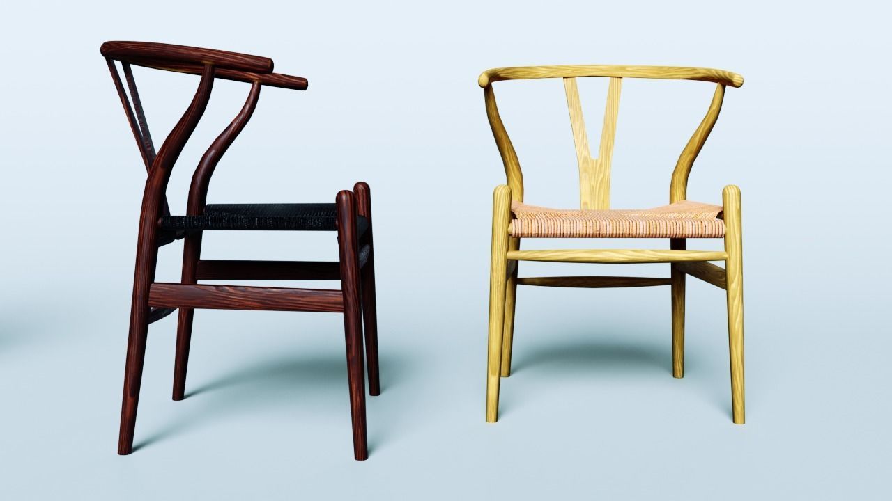 Wishbone chairs Low-poly 3D model Low-poly 3D model_2