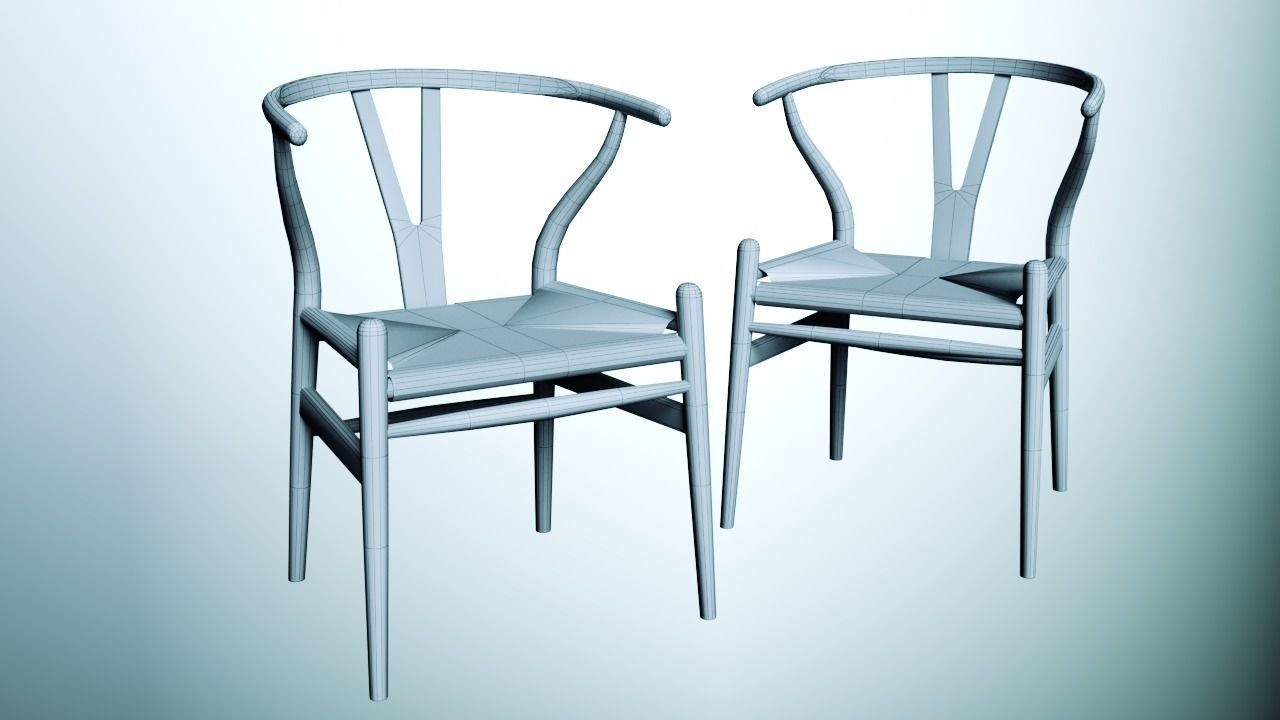 Wishbone chairs Low-poly 3D model Low-poly 3D model_4