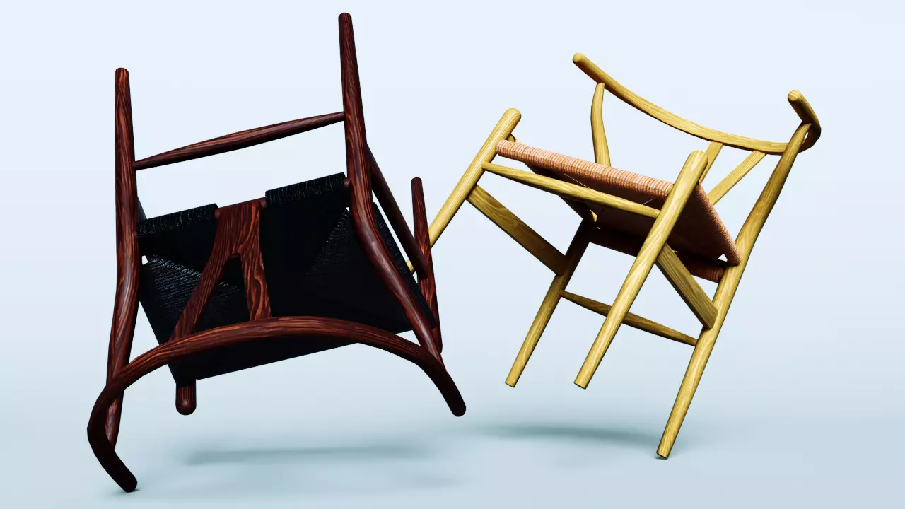 Wishbone chairs Low-poly 3D model Low-poly 3D model_0