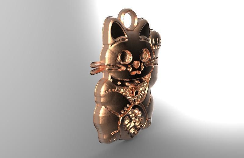 maneki neko pendant 2 3D print model_2