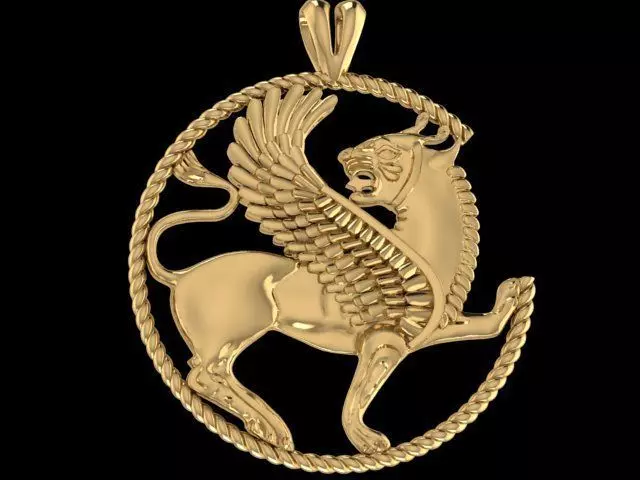 pendant lion 3D print model_0