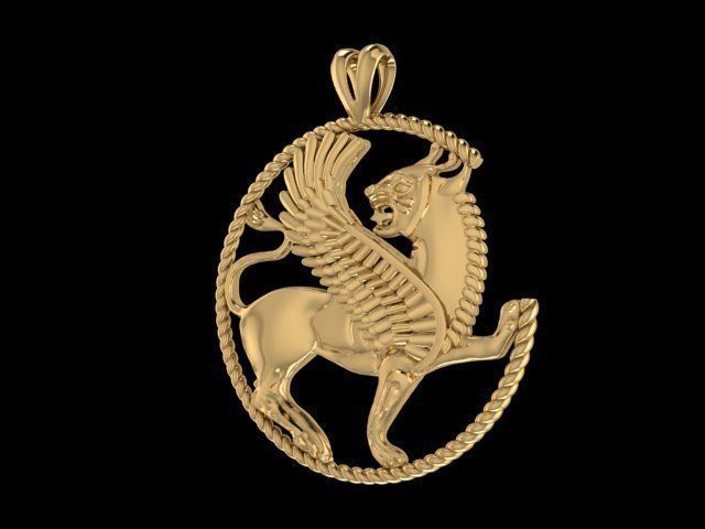 pendant lion 3D print model_1