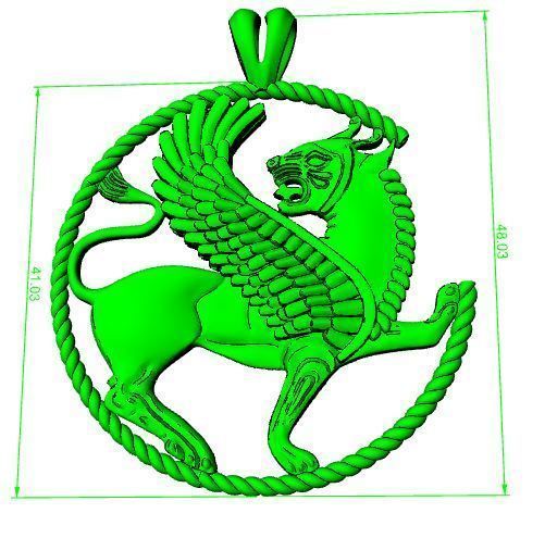 pendant lion 3D print model_2