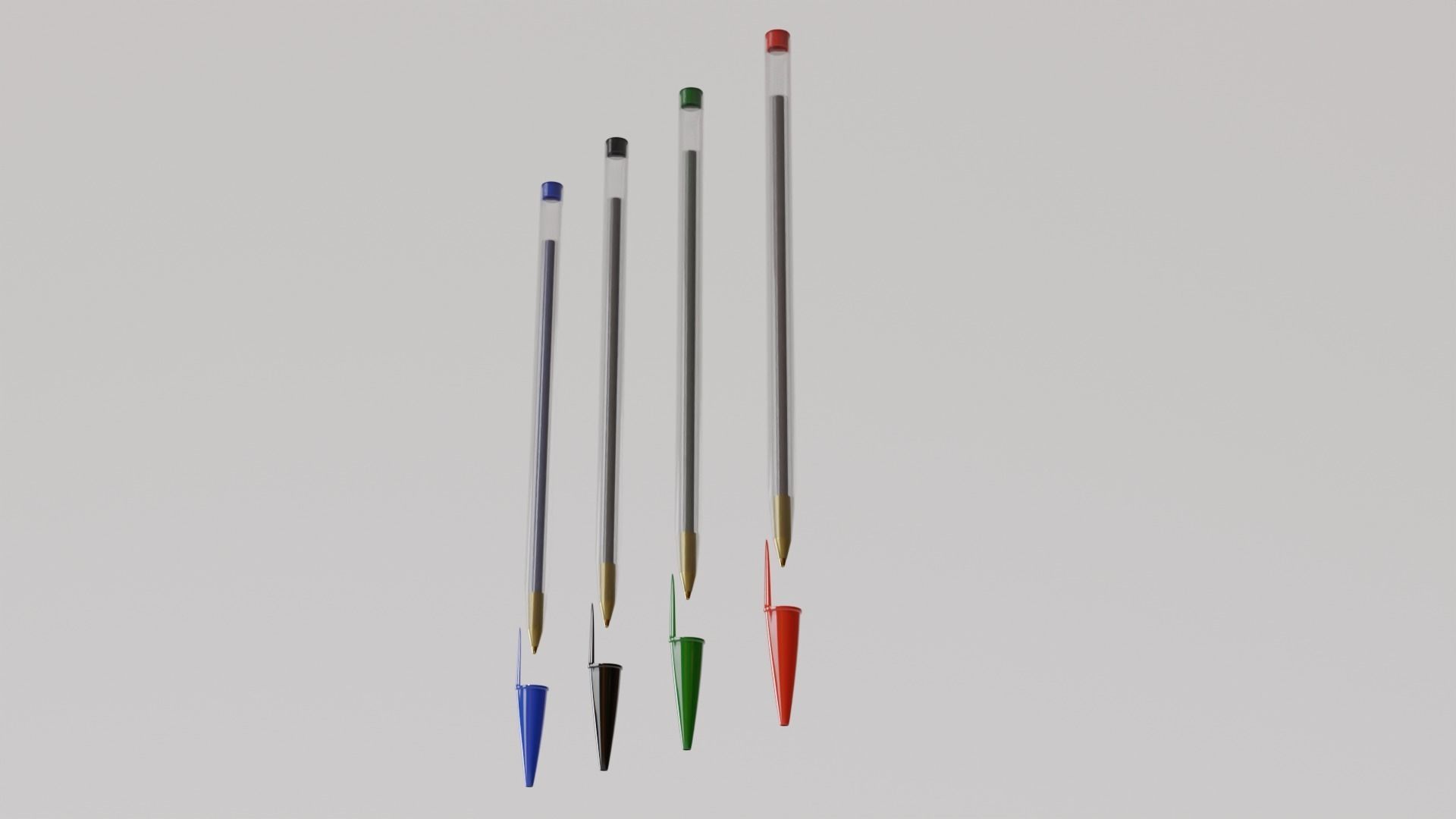 Pen of different colors Low-poly 3D model_2
