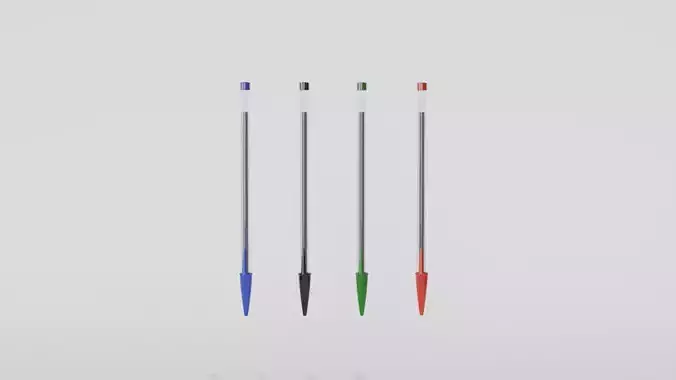 Pen of different colors Low-poly 3D model