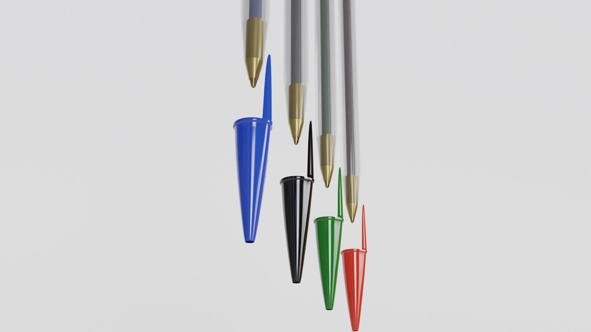 Pen of different colors Low-poly 3D model_3