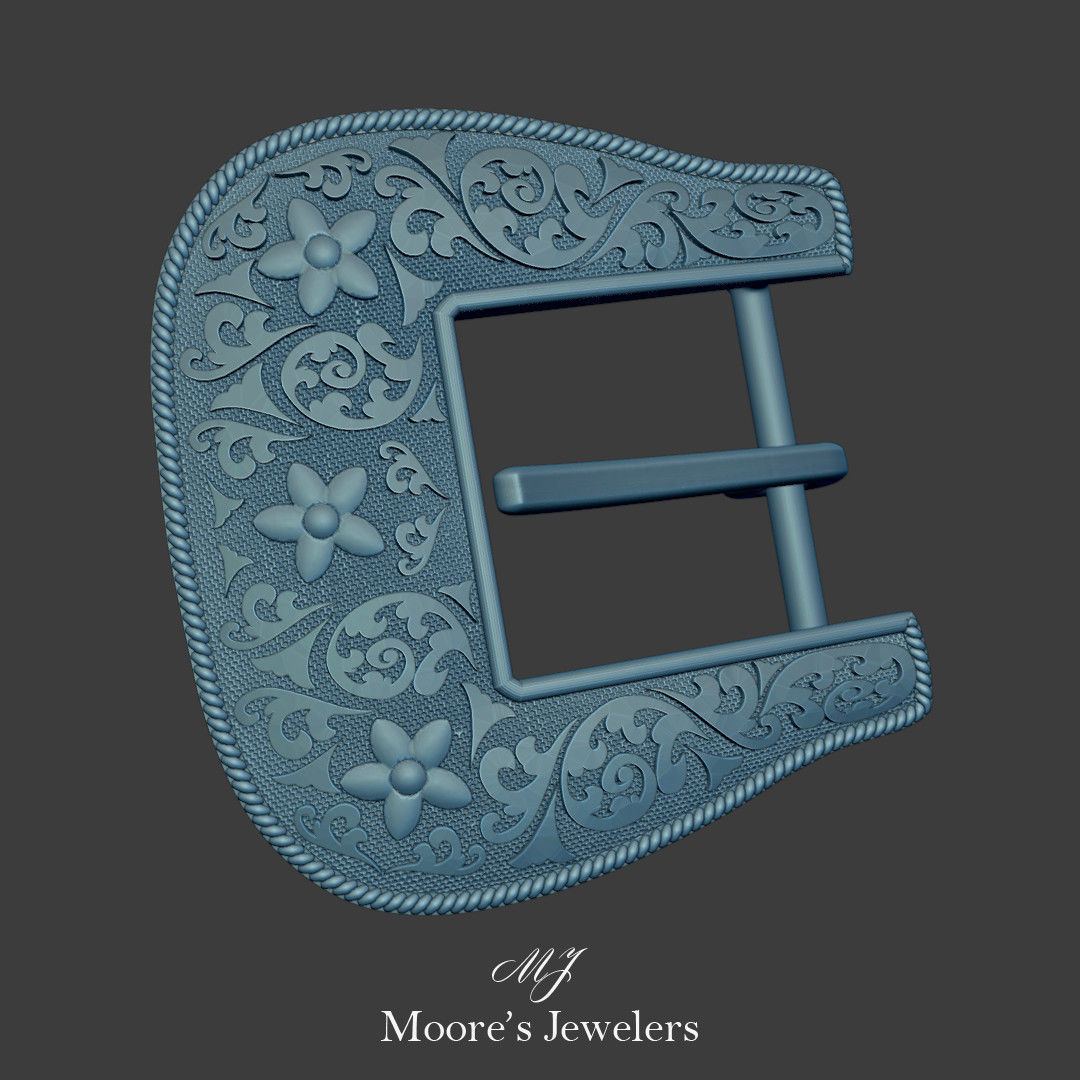 Scroll Pattern Belt Buckle 3d Model 3D print model_3
