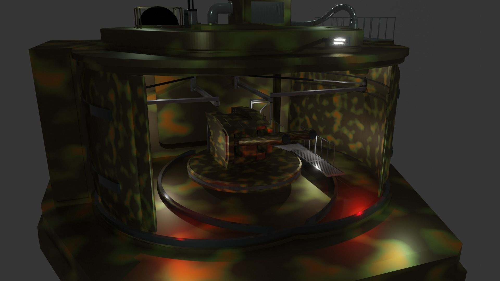 2 in 1 Concept Armored Artillery Nest and Sci Fi Panel 3D model_2