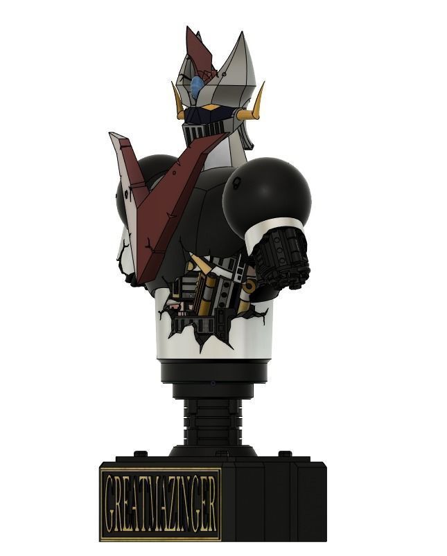 great mazinger battle damaged bust figure 3d model 3D print model_1