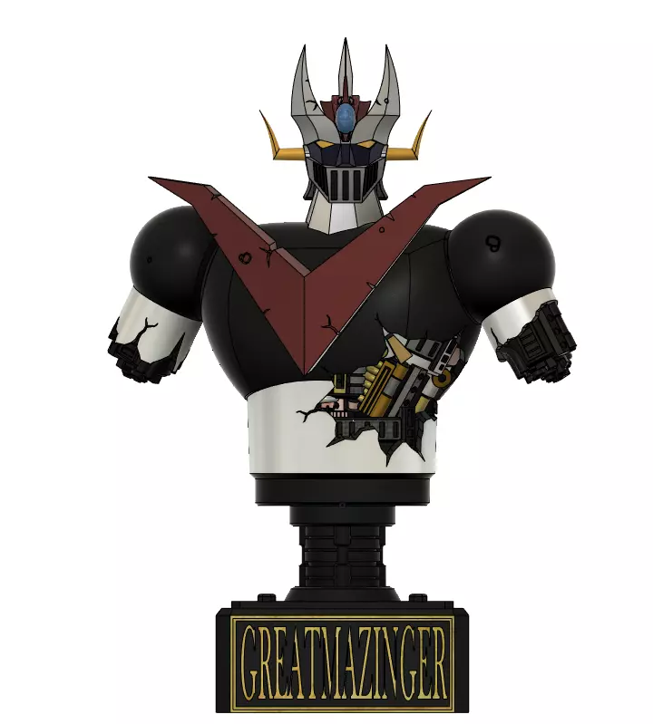 great mazinger battle damaged bust figure 3d model 3D print model_0