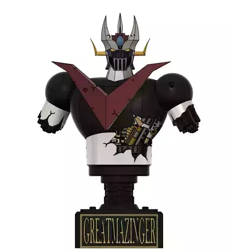 great mazinger battle damaged bust figure 3d model