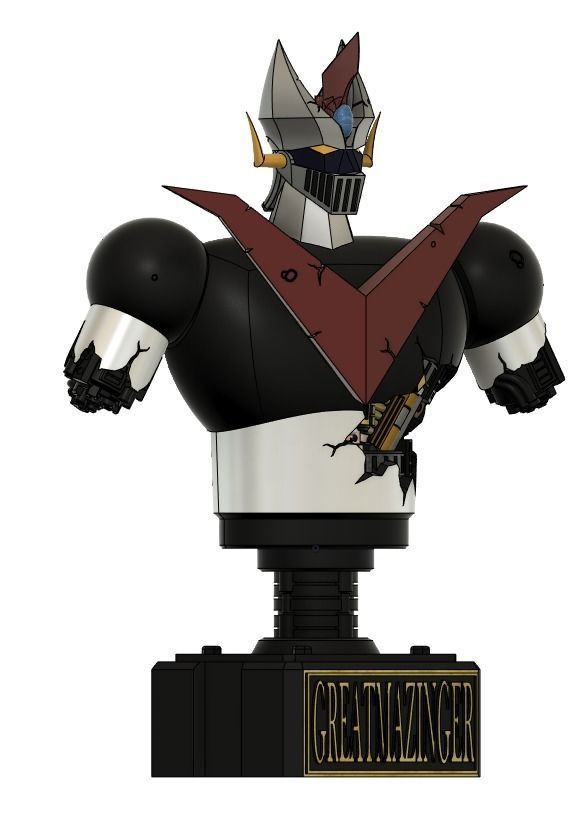 great mazinger battle damaged bust figure 3d model 3D print model_2