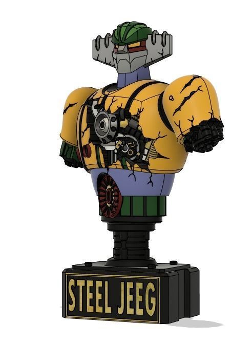 steel jeeg battle damaged bust figure 3d model 3D print model_1