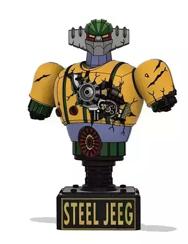 steel jeeg battle damaged bust figure 3d model 3D print model