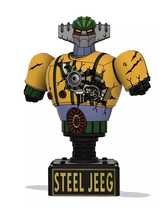 steel jeeg battle damaged bust figure 3d model 3D print model_0