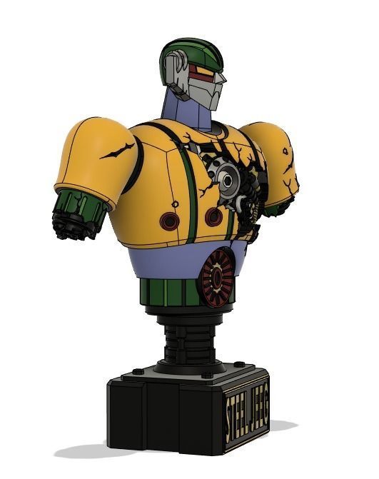 steel jeeg battle damaged bust figure 3d model 3D print model_3