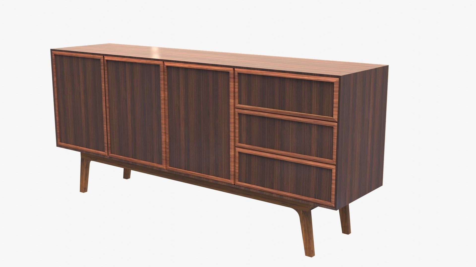 Mid-Century Modern Sideboard Cupboard Low-poly 3D model_1