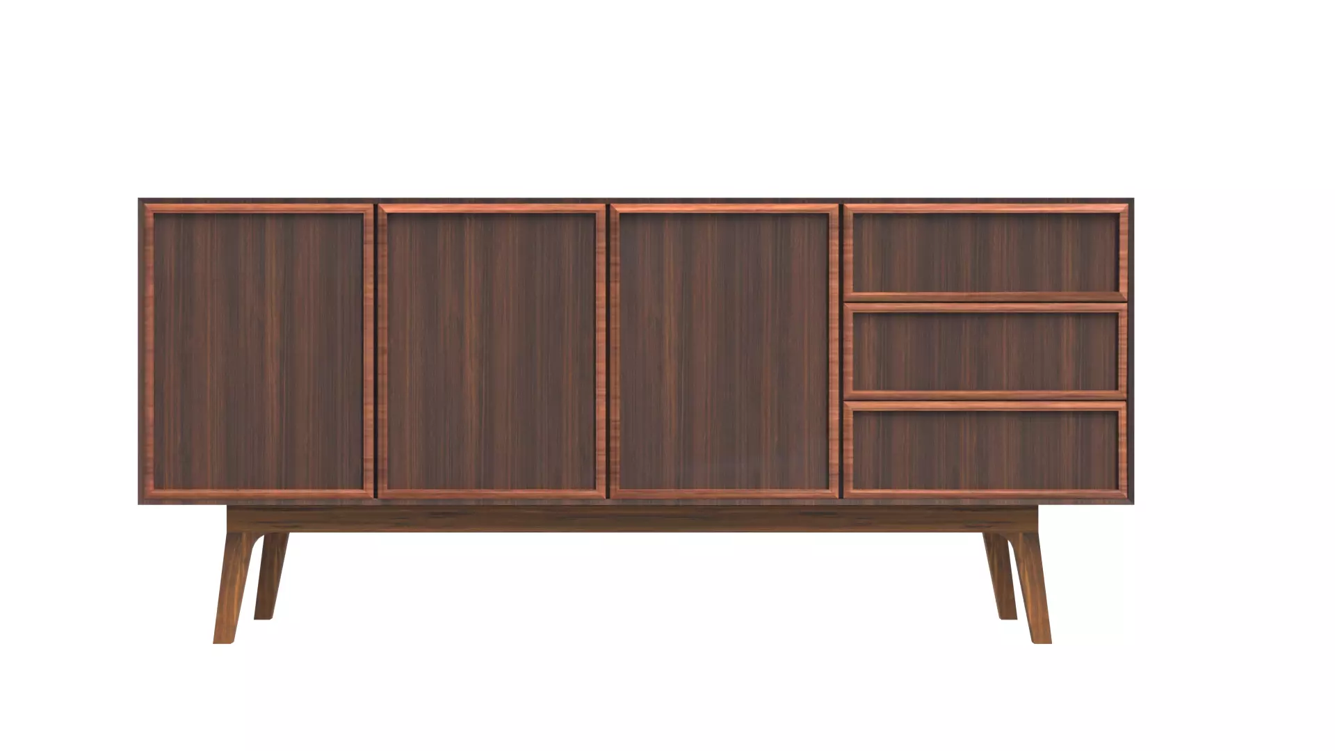 Mid-Century Modern Sideboard Cupboard Low-poly 3D model_0